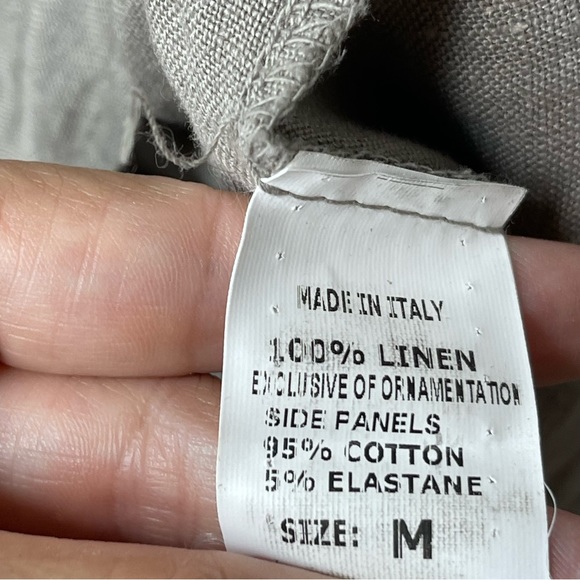 Lina Tomei 100% Linen Gray Sheath Dress Womens Medium Beaded Neck Stretch NWT - Picture 13 of 13